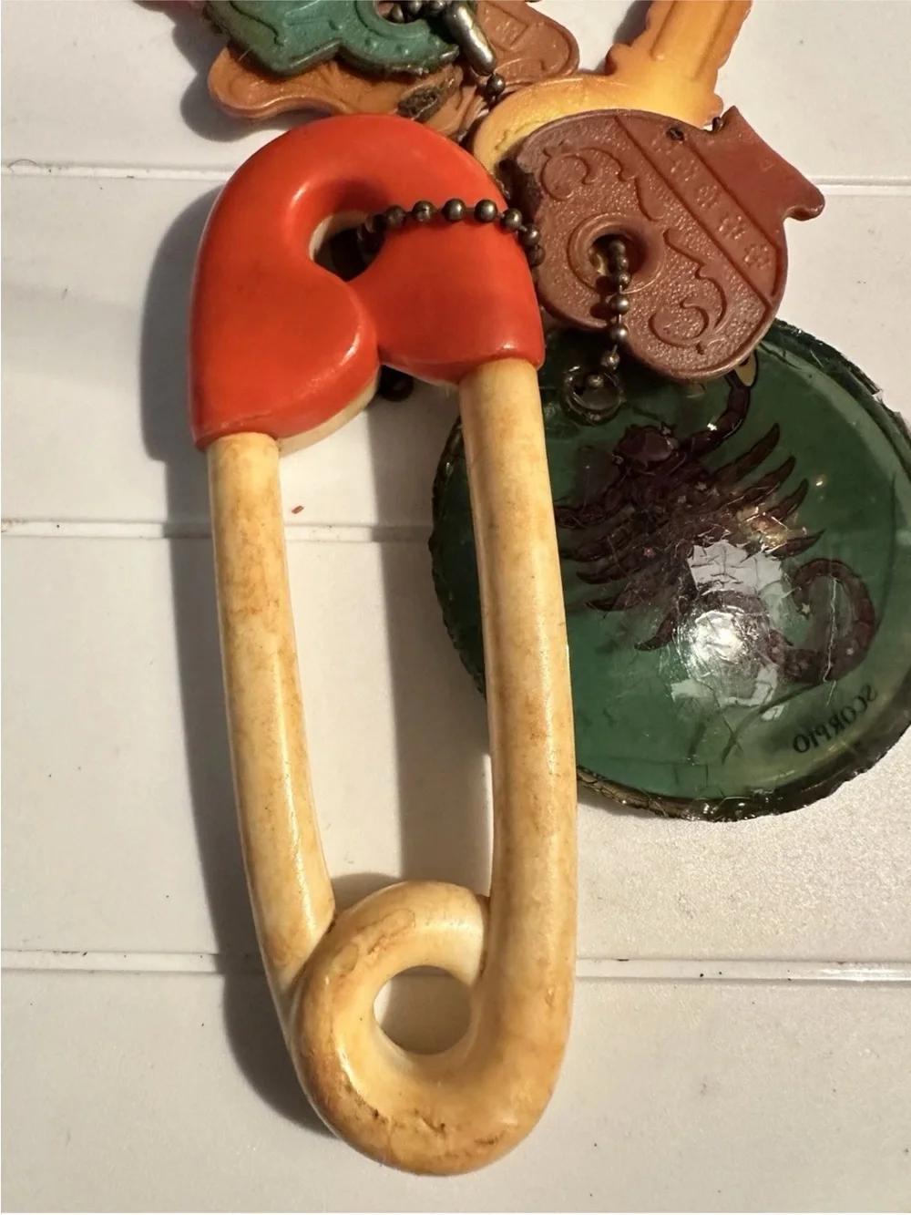 Vintage hard plastic teething keys pen Keychain